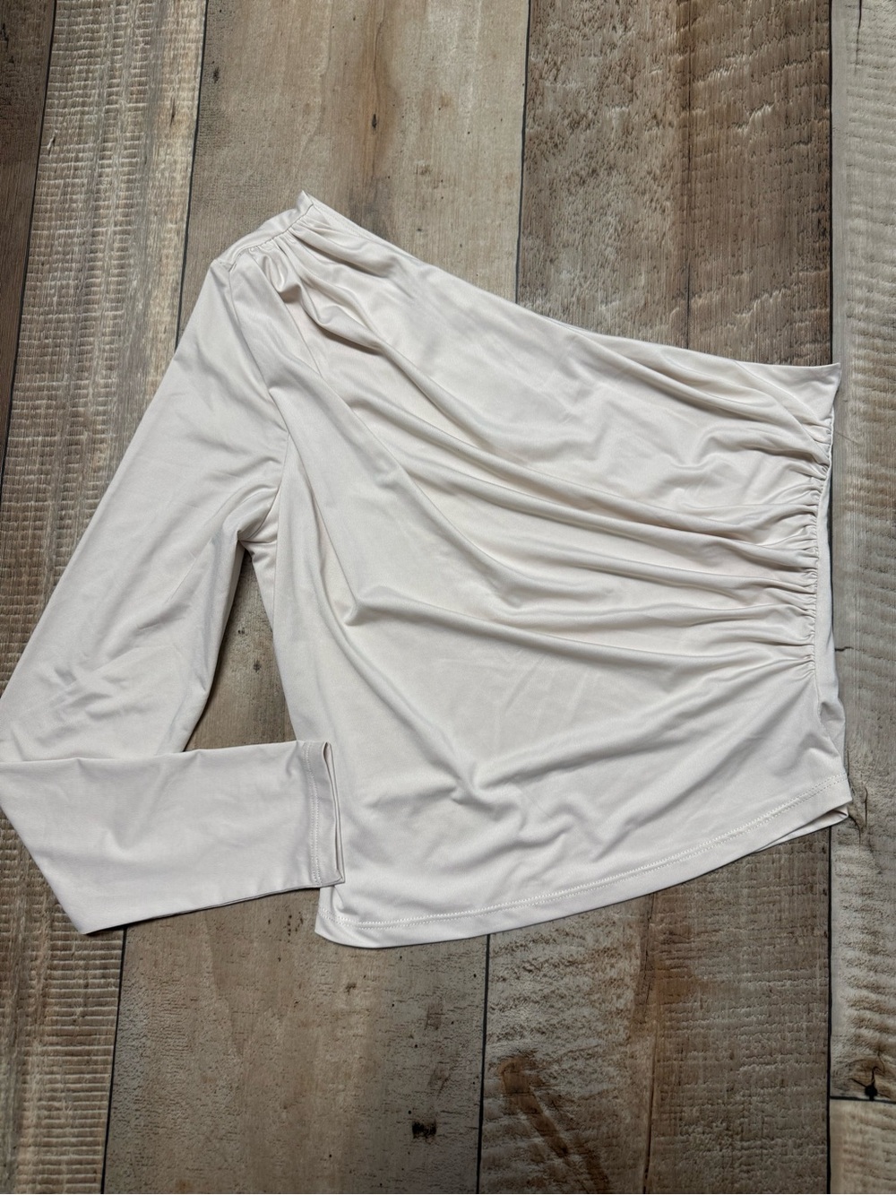 H&M Cream Asymmetrical One-Shoulder Top